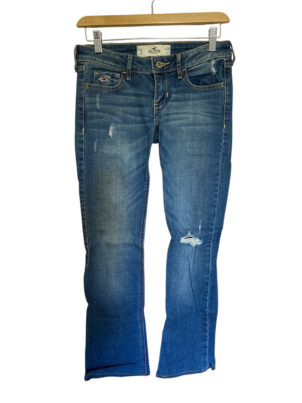 Hollister Light Wash Distressed Bootcut Jeans